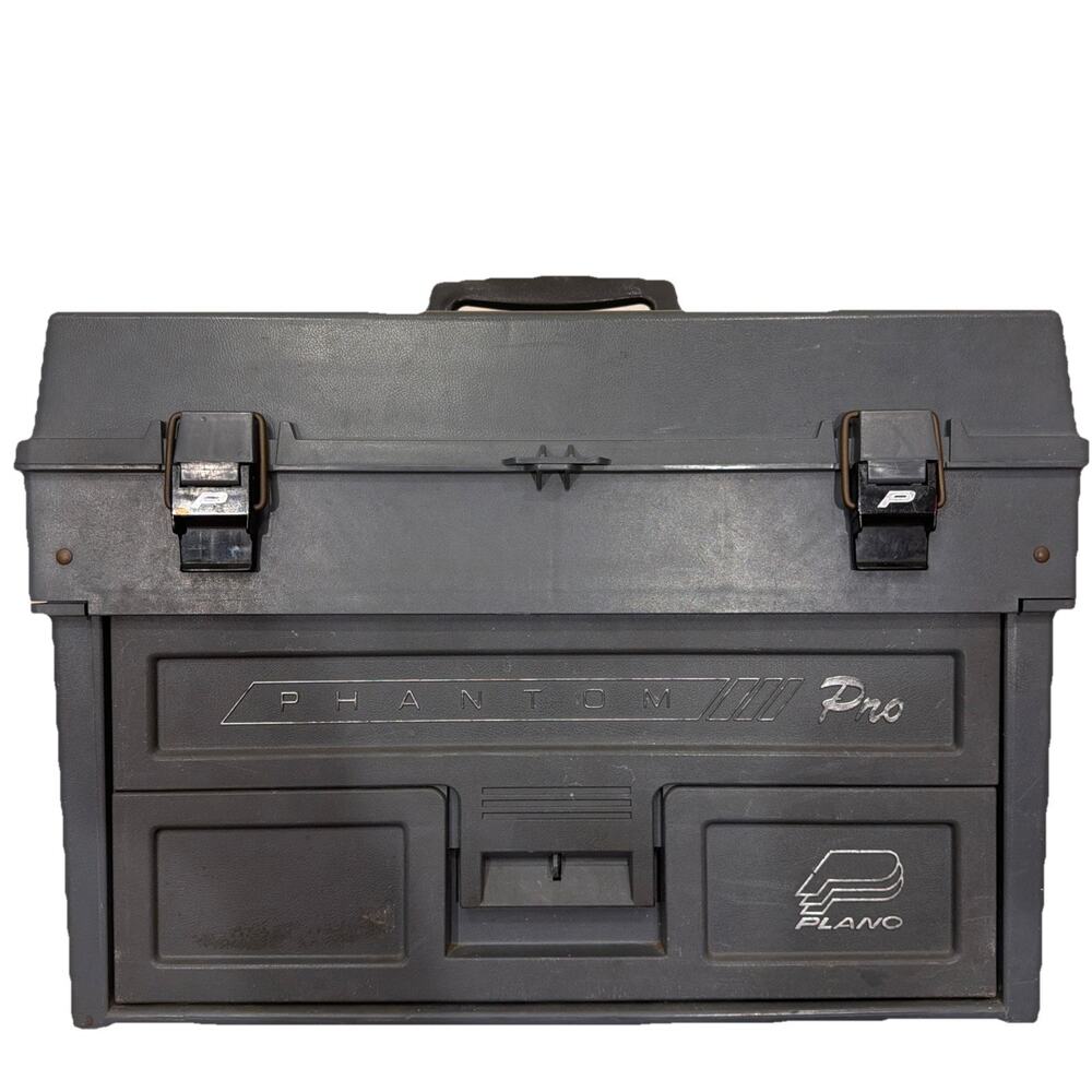 Plano Phantom Pro Large Tackle Box 4 Drawer Fishing Tackle Storage Black Plastic